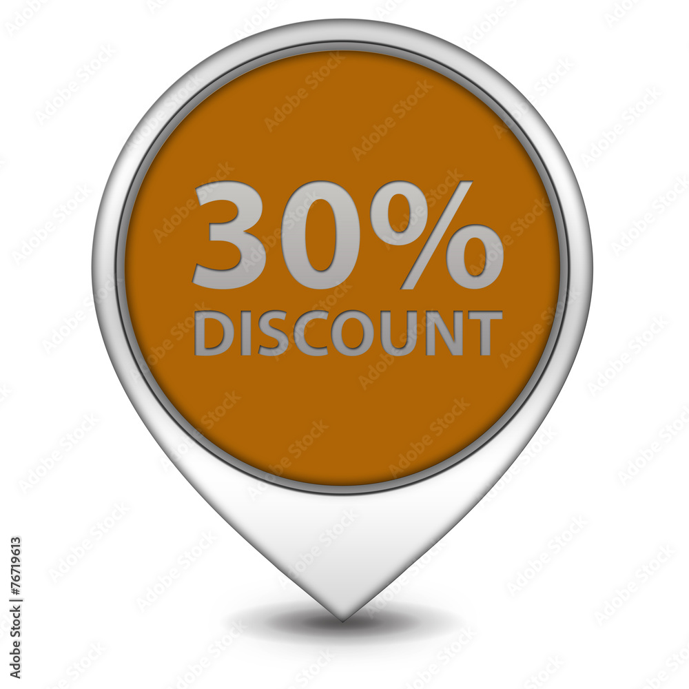 Discount thirty percent pointer icon on white background Discount thirty percent pointer icon on white background