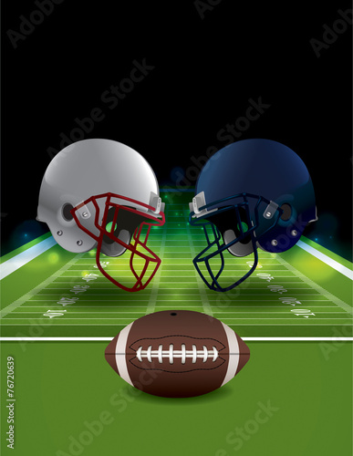 American Football Helmets Clashing on Football Field