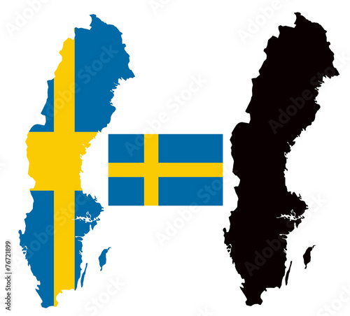 Sweden map and flag vector