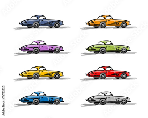Retro sport cars, sketch for your design
