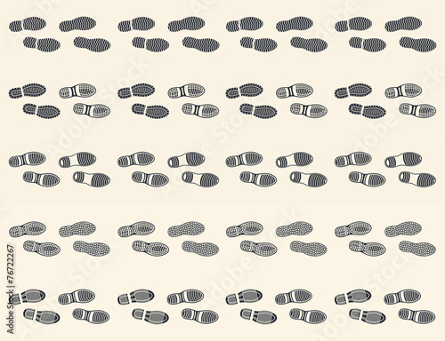 Set of  footprints shoes icon, horizontal traces man