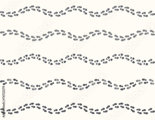 Set of  footprints shoes icon, horizontal traces man