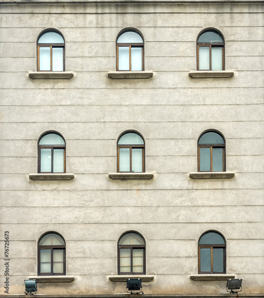 Windows on an antique building