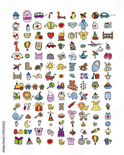 Set of 126 baby icons for your design