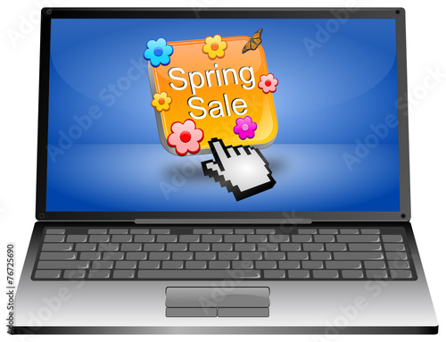 Laptop mit Spring sale button