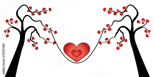 Valentines card - Love tree with heart leaves