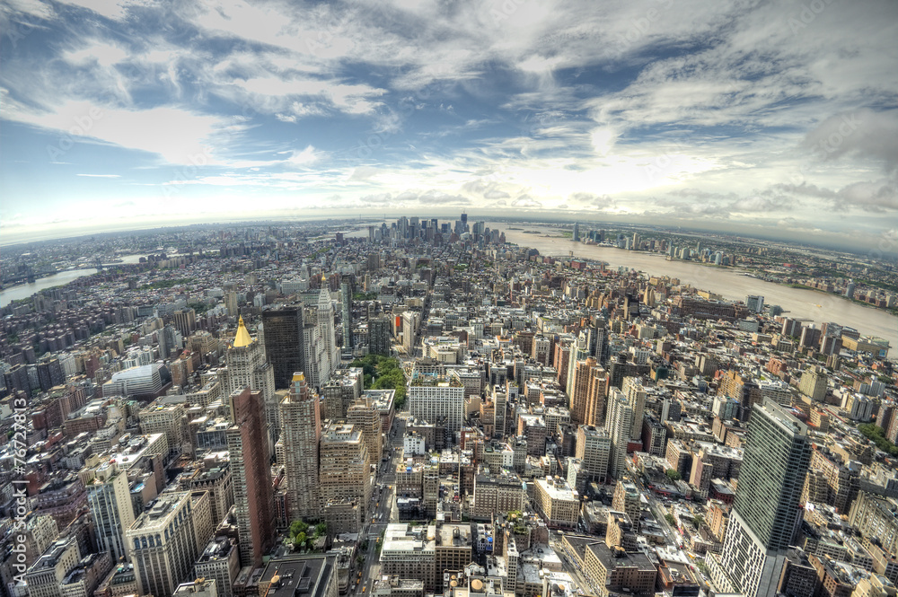 panoramic view over Manhattan, New York city from Empire State building, New York City, USA