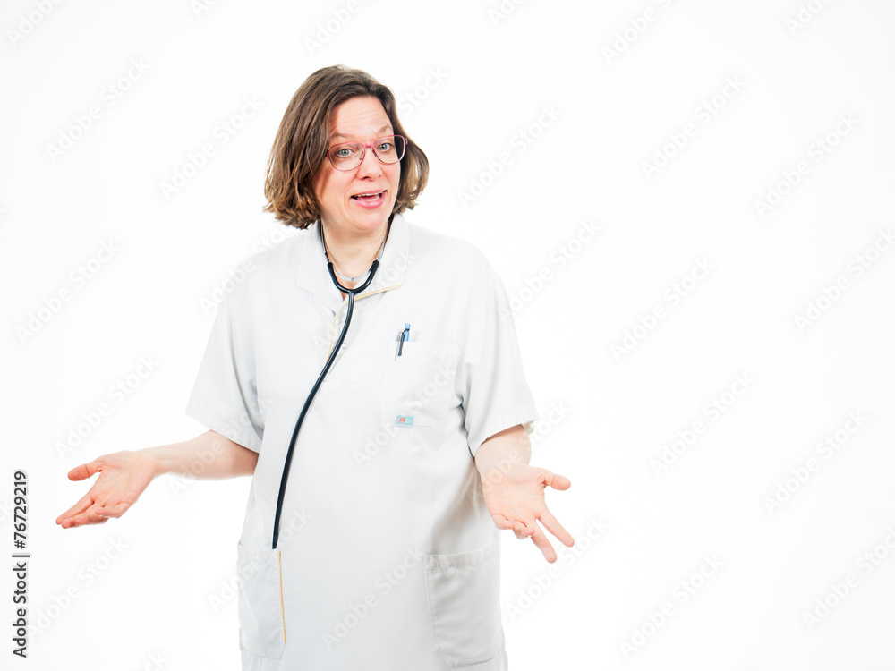 Krankenschwester gestikuliert Krankenschwester gestikuliert