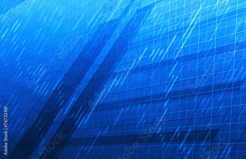 Stock Market Chart on Blue Tower Background