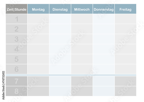 Schul-Stundenplan, 8 Schulstunden