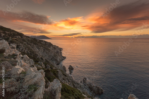 Sunset on the west coast of Corsica