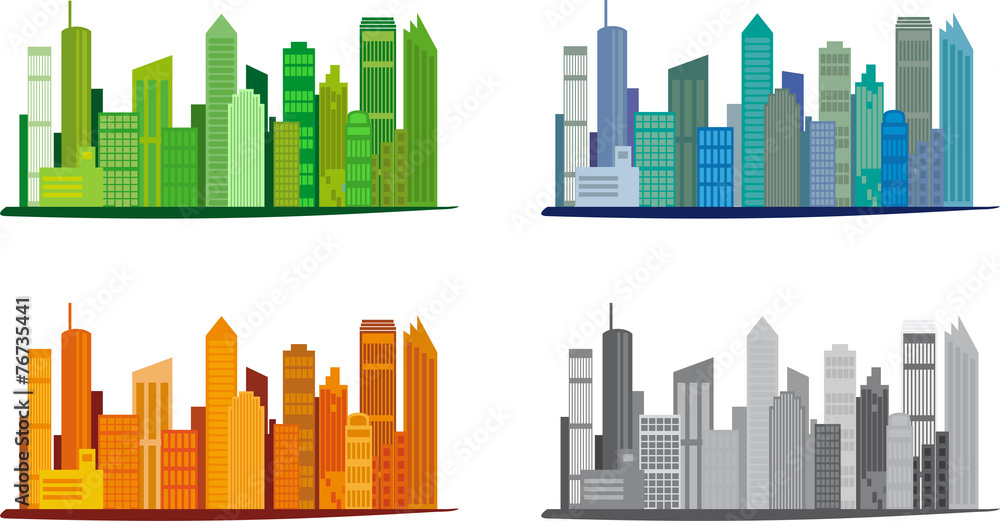 Stadt-Skyline in verschiedenen Farben, Vektor