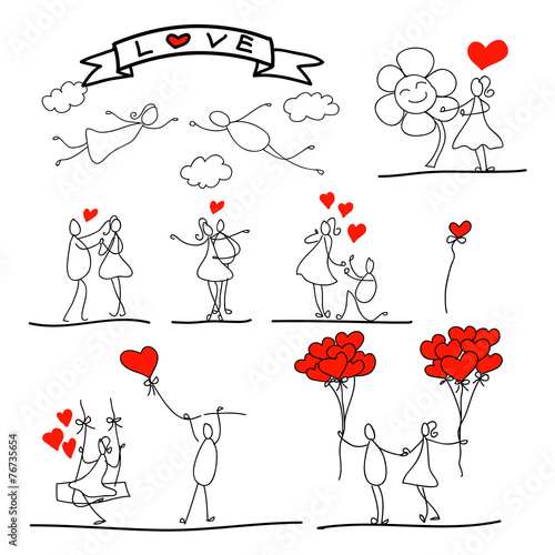 cartoon hand-drawn abstract love character