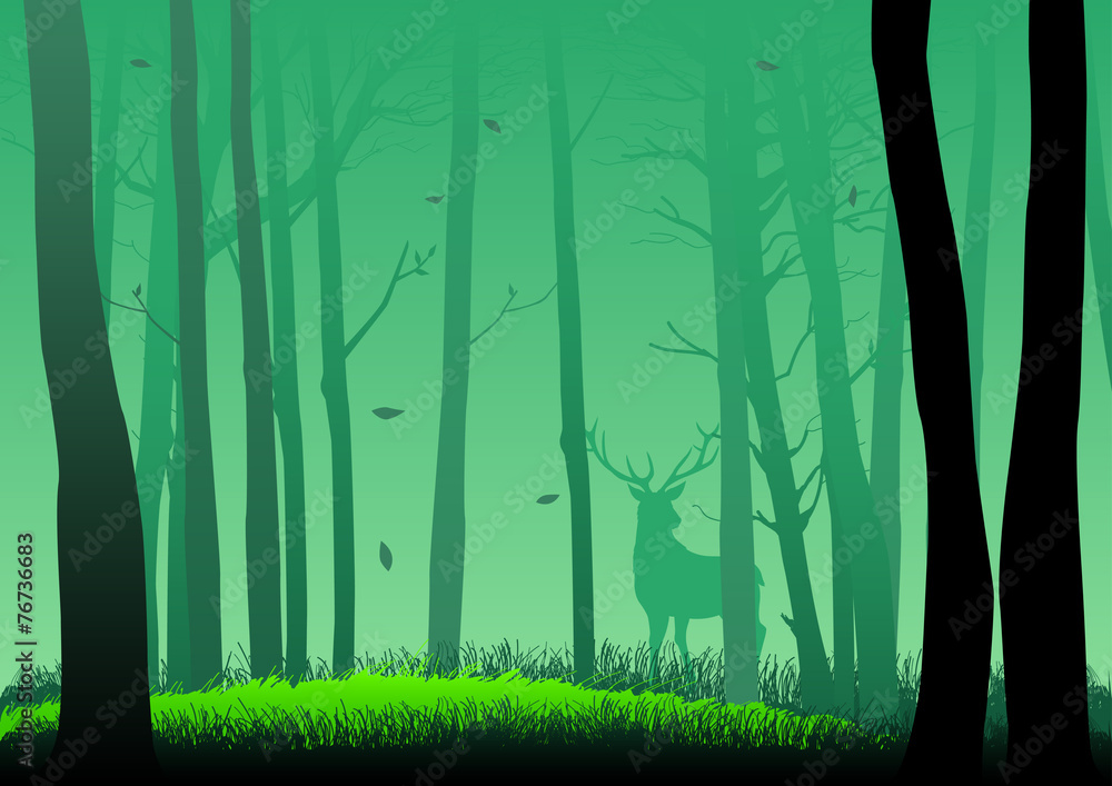 Fototapeta premium Silhouette illustration of woods