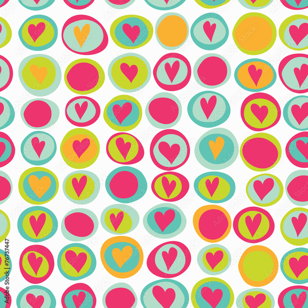 Cartoon hearts and circles seamless pattern Cartoon hearts and circles seamless pattern