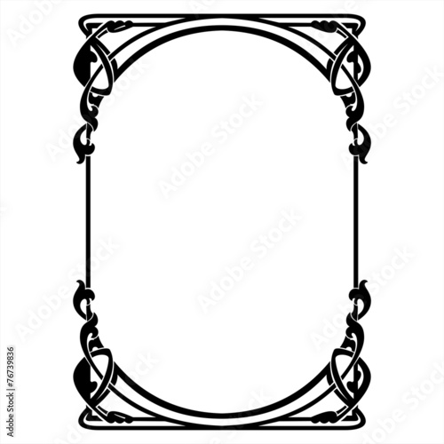 rectangular decorative frame with art Nouveau ornament