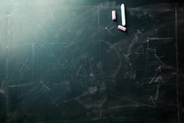 Scheme football game erased from blackboard background