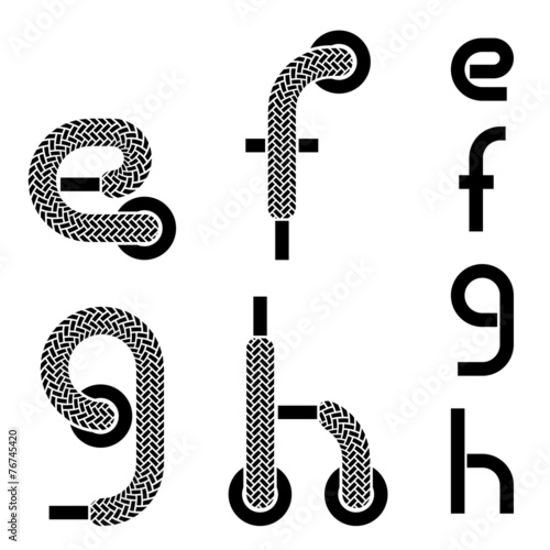 vector shoelace alphabet lower case letters e f g h