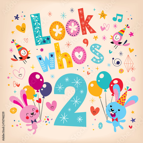 Look who's two - second birthday card