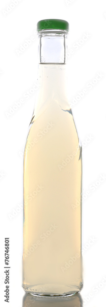Colorful alcoholic beverage in glass bottle isolated on white Colorful alcoholic beverage in glass bottle isolated on white