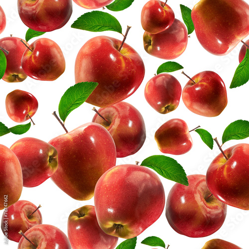 seamless pattern with apples on the white background.