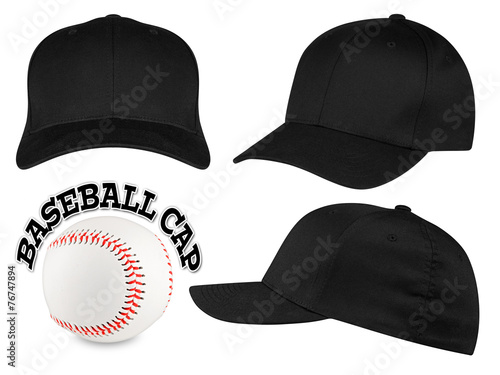 black baseball cap set photo