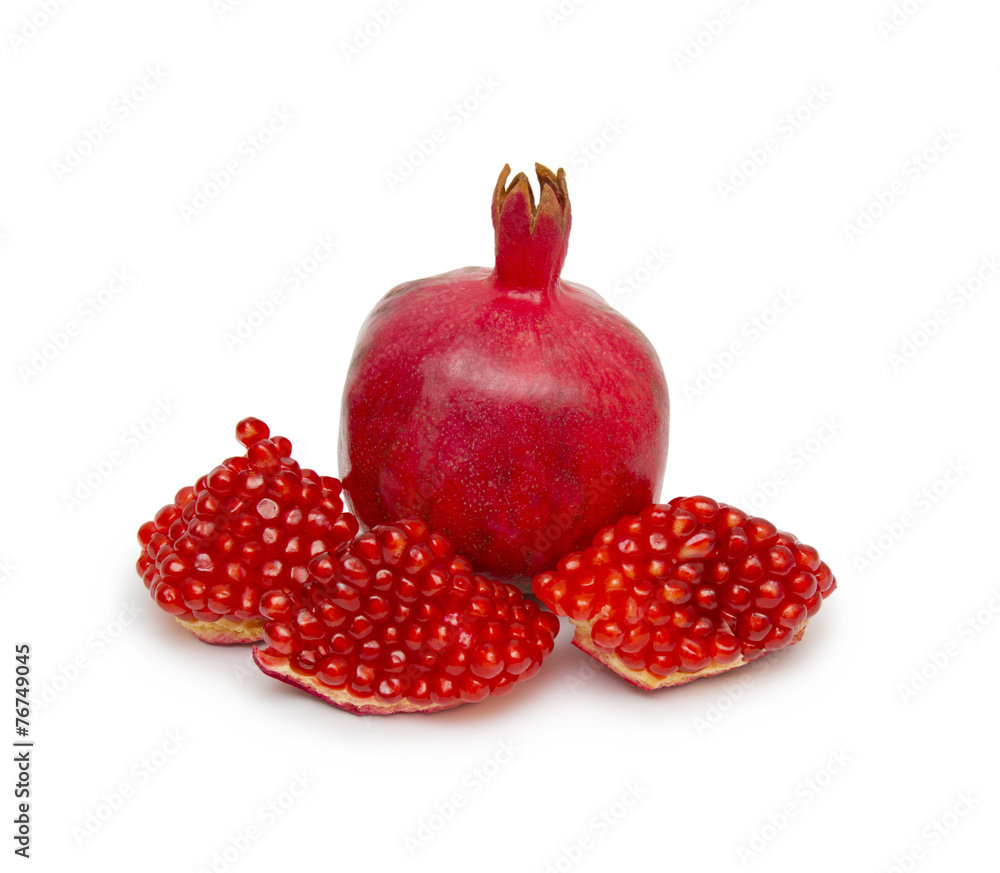 Ripe pomegranate fruit isolated on white background cutout Ripe pomegranate fruit isolated on white background cutout