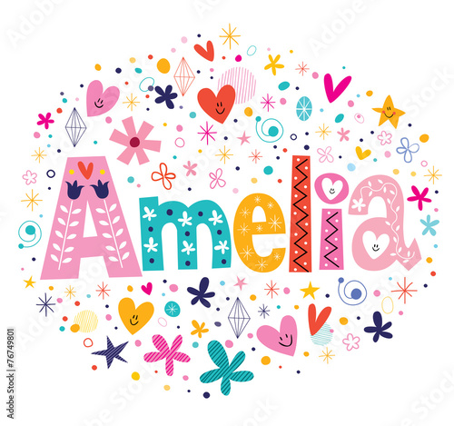 Amelia female name decorative lettering type design photo