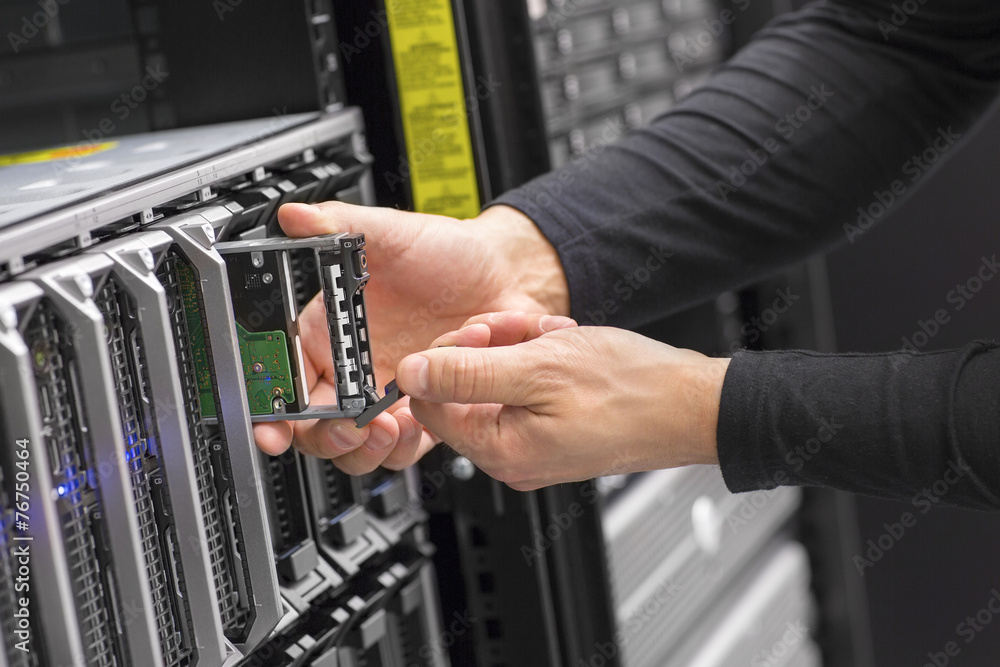 It consultant work on blade server in datacenter It consultant work on blade server in datacenter