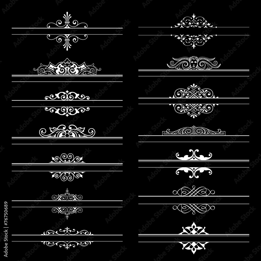 Large collection of ornate headpieces on the black background Large collection of ornate headpieces on the black background