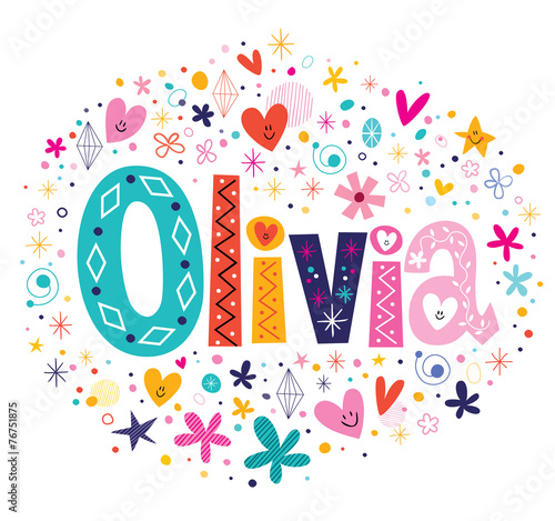 Olivia female name decorative lettering type design photo