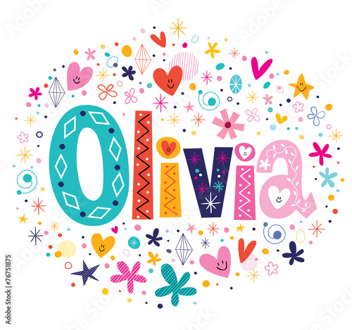 Olivia female name decorative lettering type design