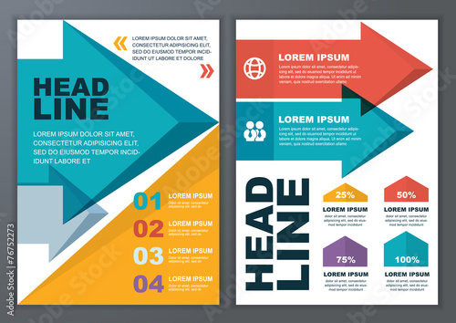 Set of vector geometric template for brochure, flyer, poster, ap