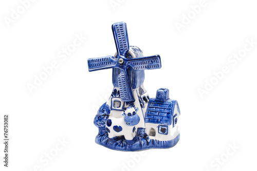 Vintage Blue Delft Porcelain Windmill