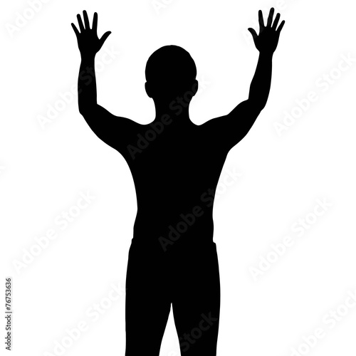 Silhouette man with show his hands up, vector format