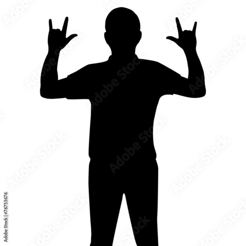 Silhouette man show his hands i love you sign, vector format