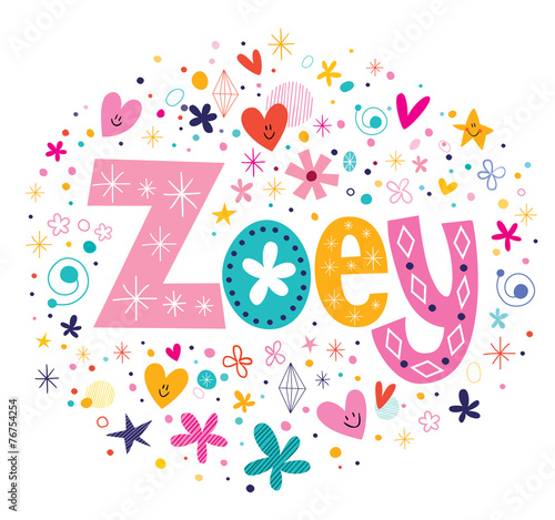 Zoey female name decorative lettering type design