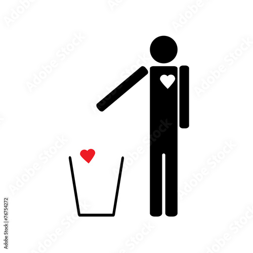 Man throws the trash to your heart