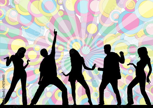 Dancing people silhouettes