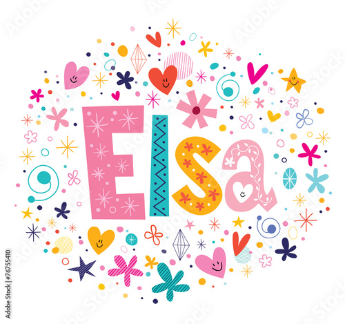 Elsa female name decorative lettering type design photo