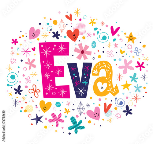 Eva female name decorative lettering type design