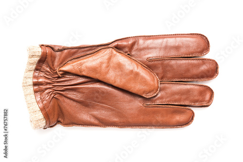 Brown Leather Glove Isolated On White