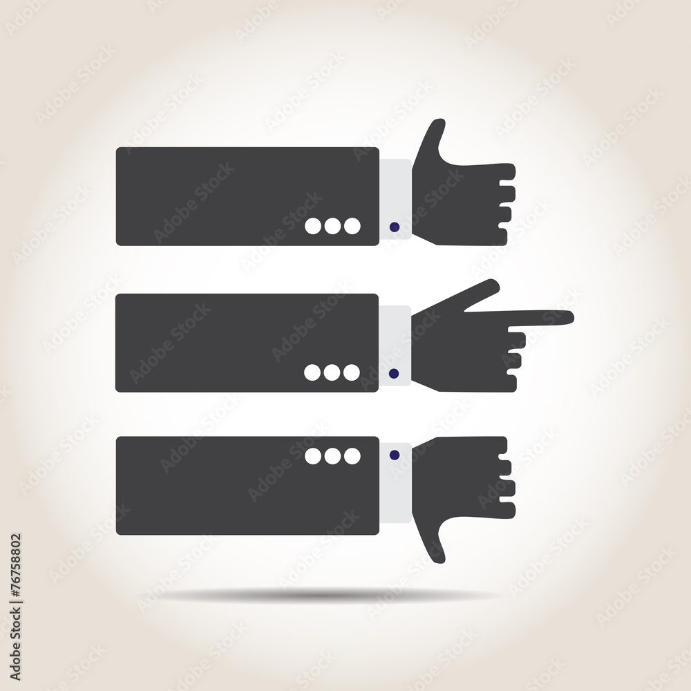 Set of hands, good and bad indicate Set of hands, good and bad indicate