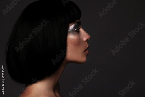 Glamour make-up of woman eye with grey eyeshadow