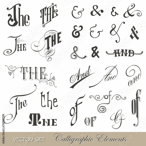 Calligraphic Ands and Thes - for design and scrapbook
