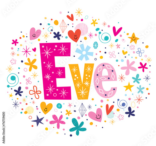 Eve female name decorative lettering type design