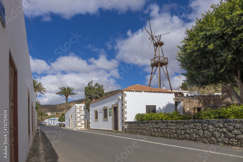 Street scene in Betancuria Fuerteventura Canary islands Las palm