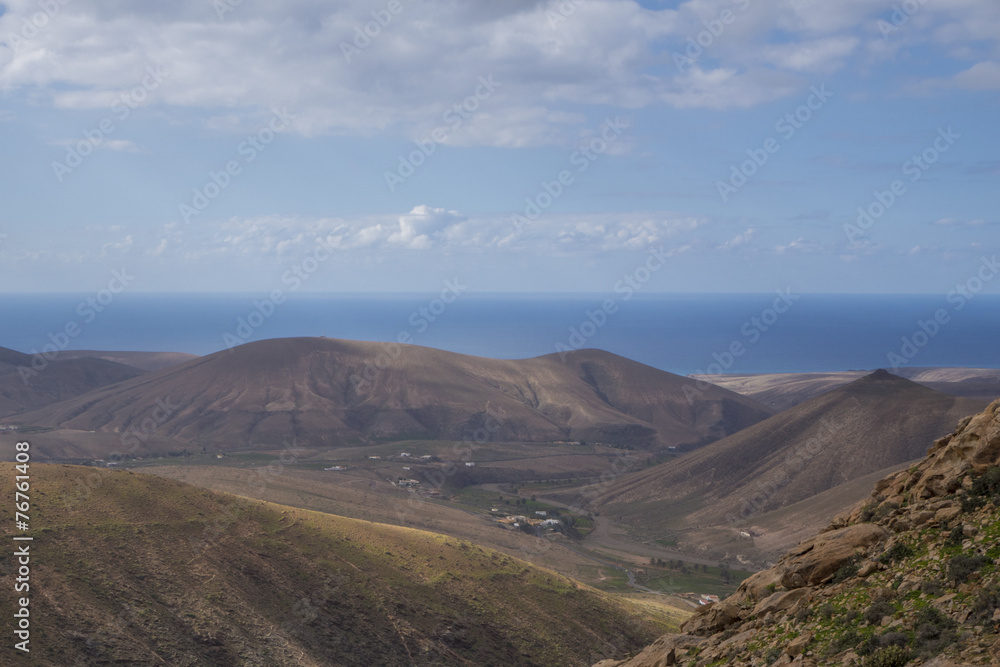 View of mountains and sea and sky  in Fuerteventura Canary islan