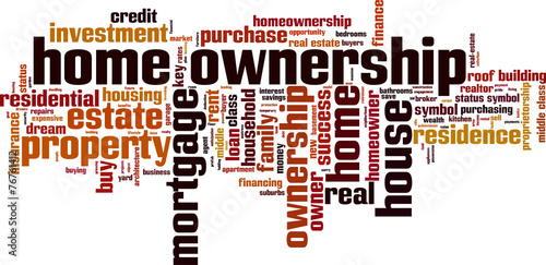Home ownership word cloud concept. Vector illustration