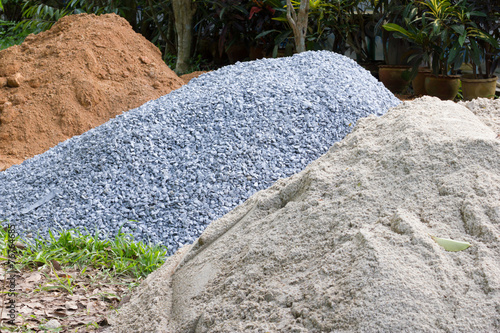 Stone, sand and mounds for construction